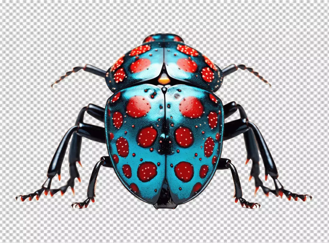 Exotic Blue Spotted Beetle Cutout for Unique Designs and Educational Projects