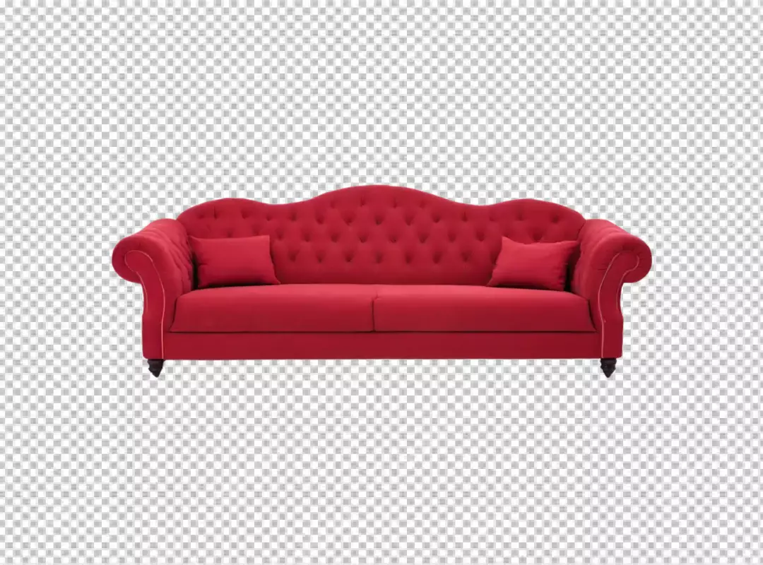 Elegant Red Velvet Tufted Sofa with Cushions for Luxurious Living Room Interior