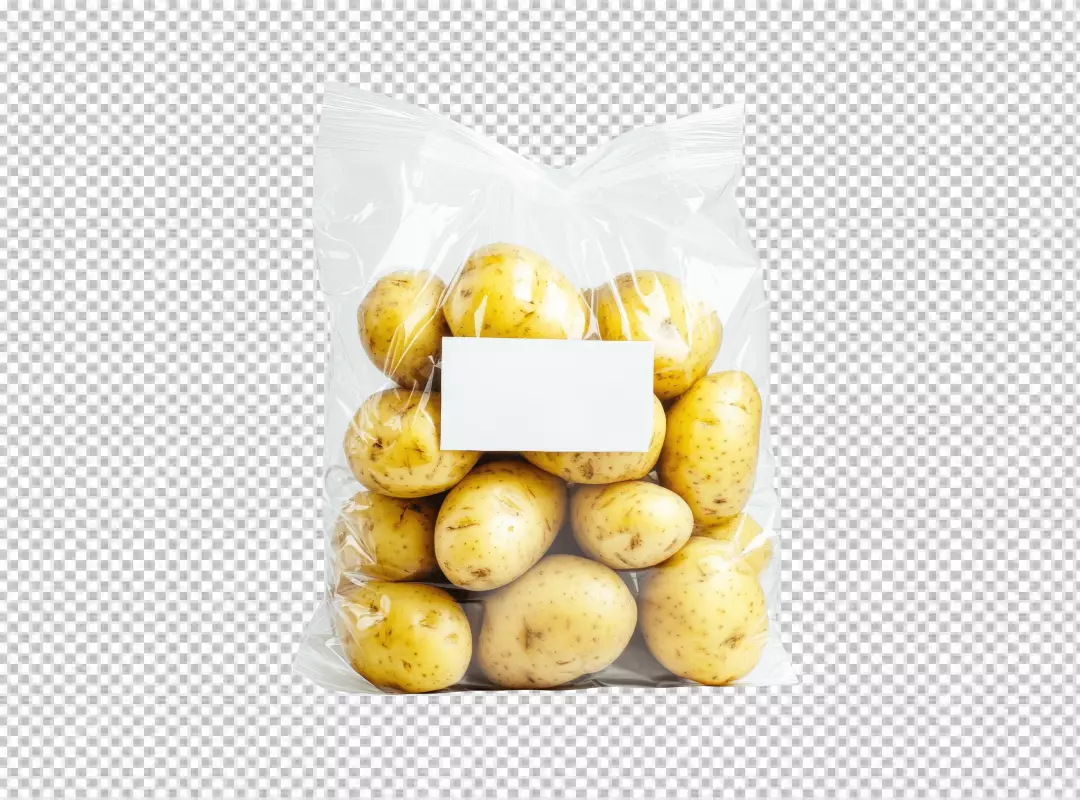 Fresh Raw Potatoes in Clear Plastic Bag for Healthy Cooking and Recipes