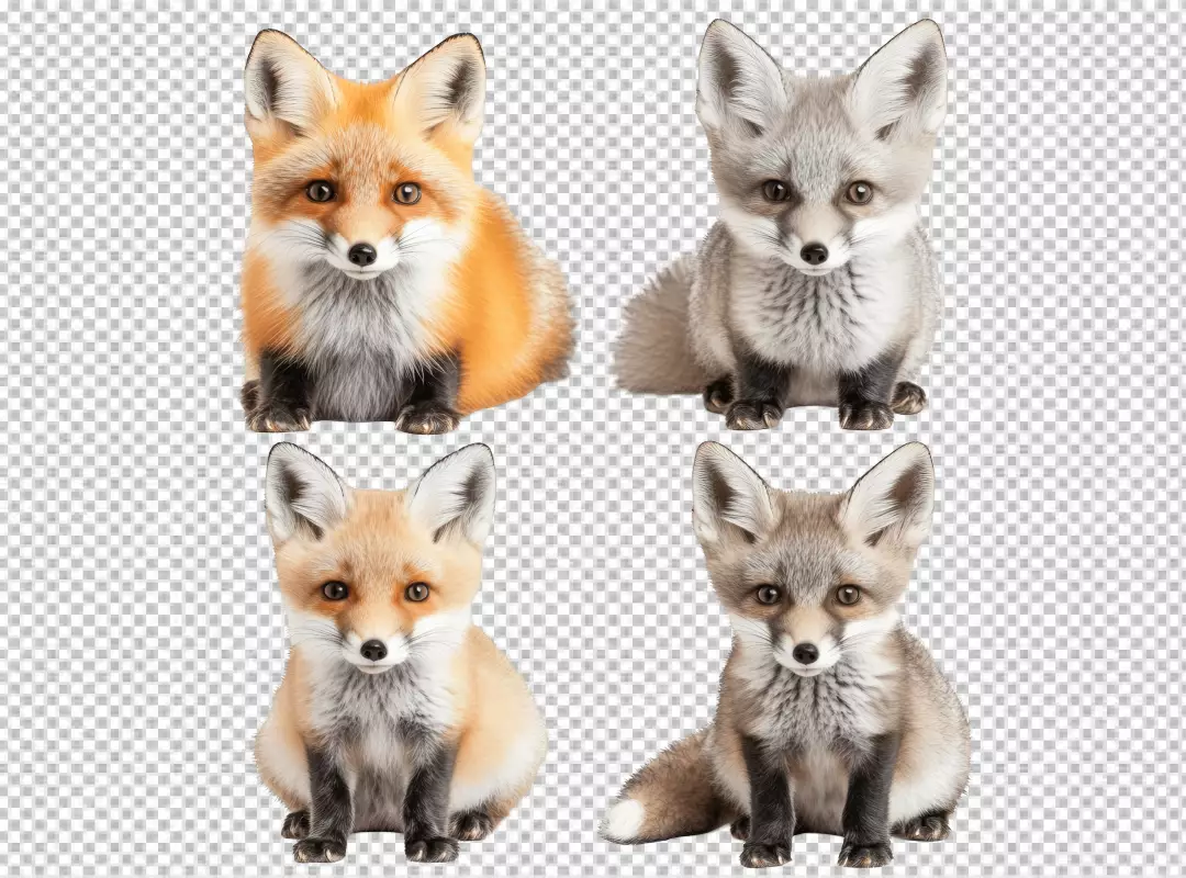 Adorable Fox Kits Collection: High-Quality PNG Cutout for Wildlife Designs