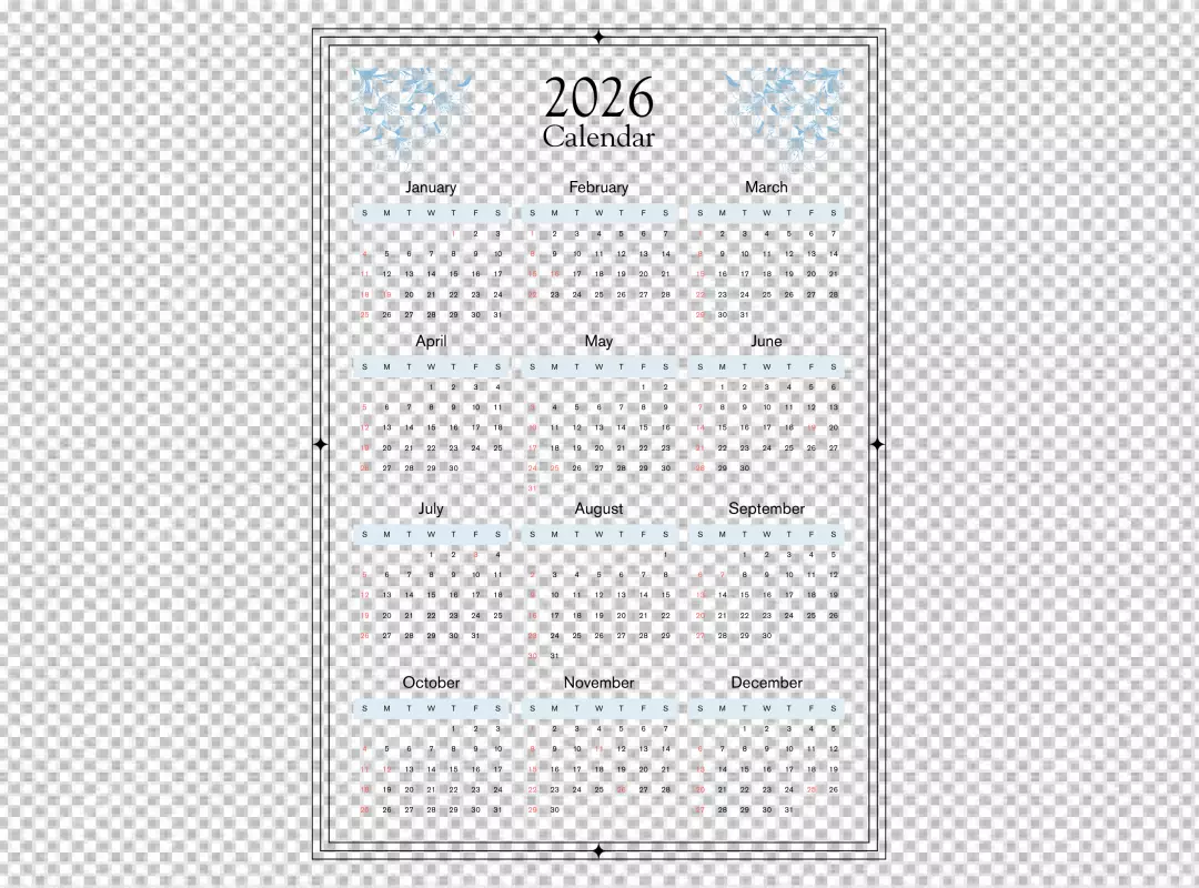 Elegant 2025 Annual Calendar with Delicate Floral Accents on Black Background