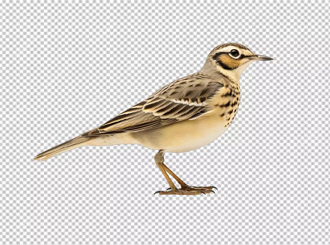 Elegant Striped Bird Standing Tall on Clean Background