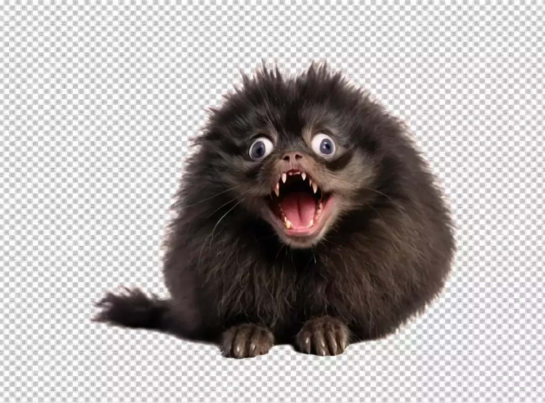 Shocked Pomeranian Dog with Wide Eyes and Funny Screaming Expression on White Background