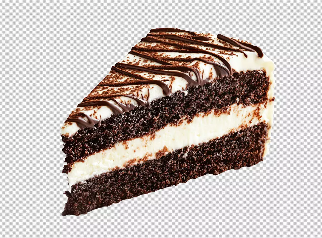 Delicious Chocolate Cake Slice with Cream Frosting and Cocoa Powder Dessert Treat