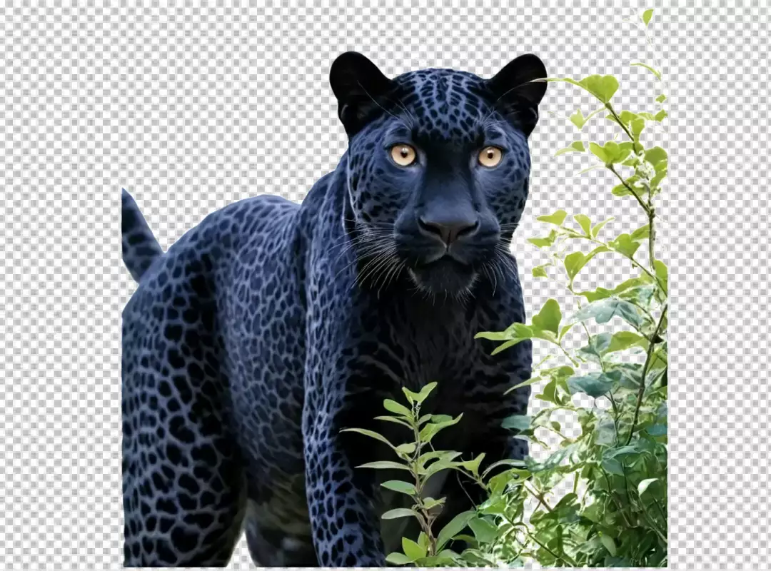 Majestic Black Panther with Piercing Yellow Eyes in Green Foliage