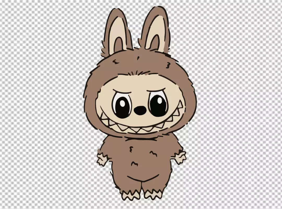 Cute Fluffy Brown Monster with Big Eyes and Mischievous Grin