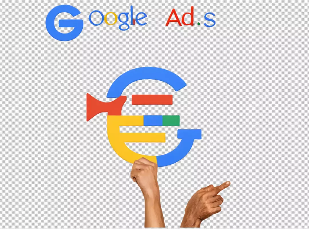 Google Ads Euro Symbol with Hands for Digital Marketing Strategy