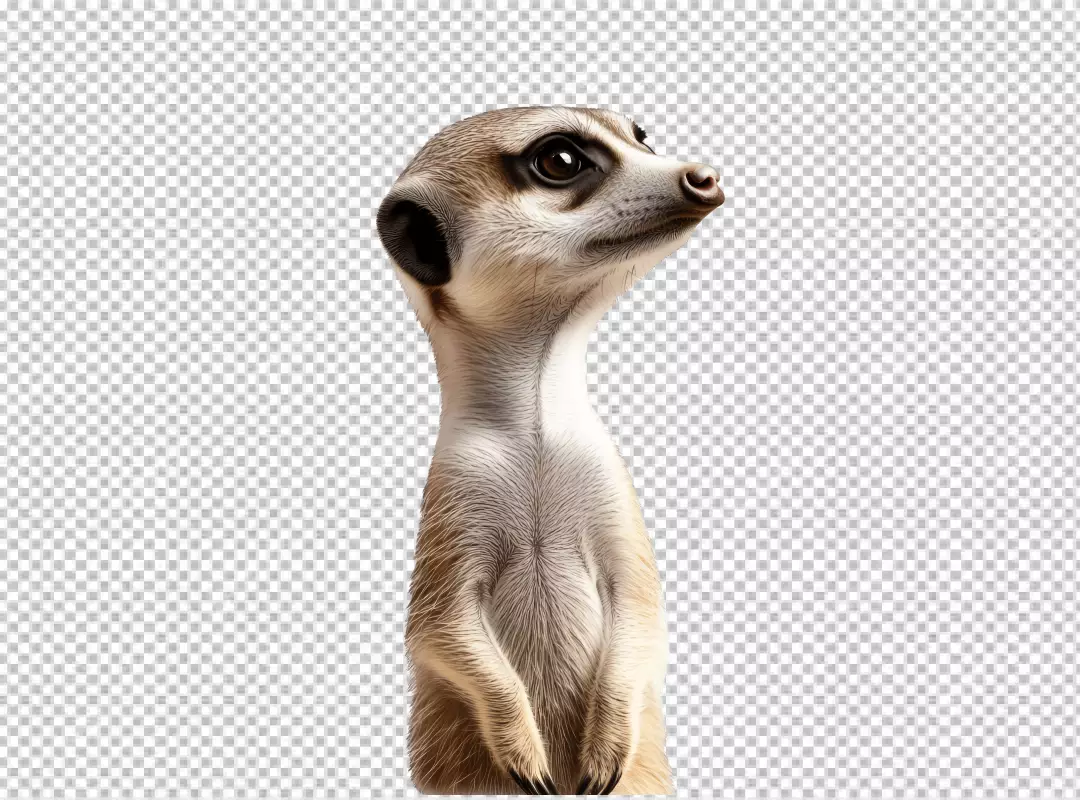 Alert Meerkat Standing Guard Looking Up PNG Cutout for Wildlife Designs