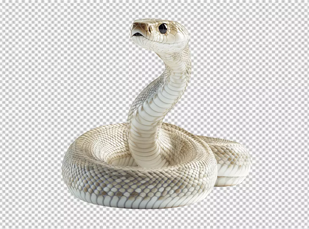 High-Quality 3D Rendered White Coiled Snake PNG for Creative Design Projects