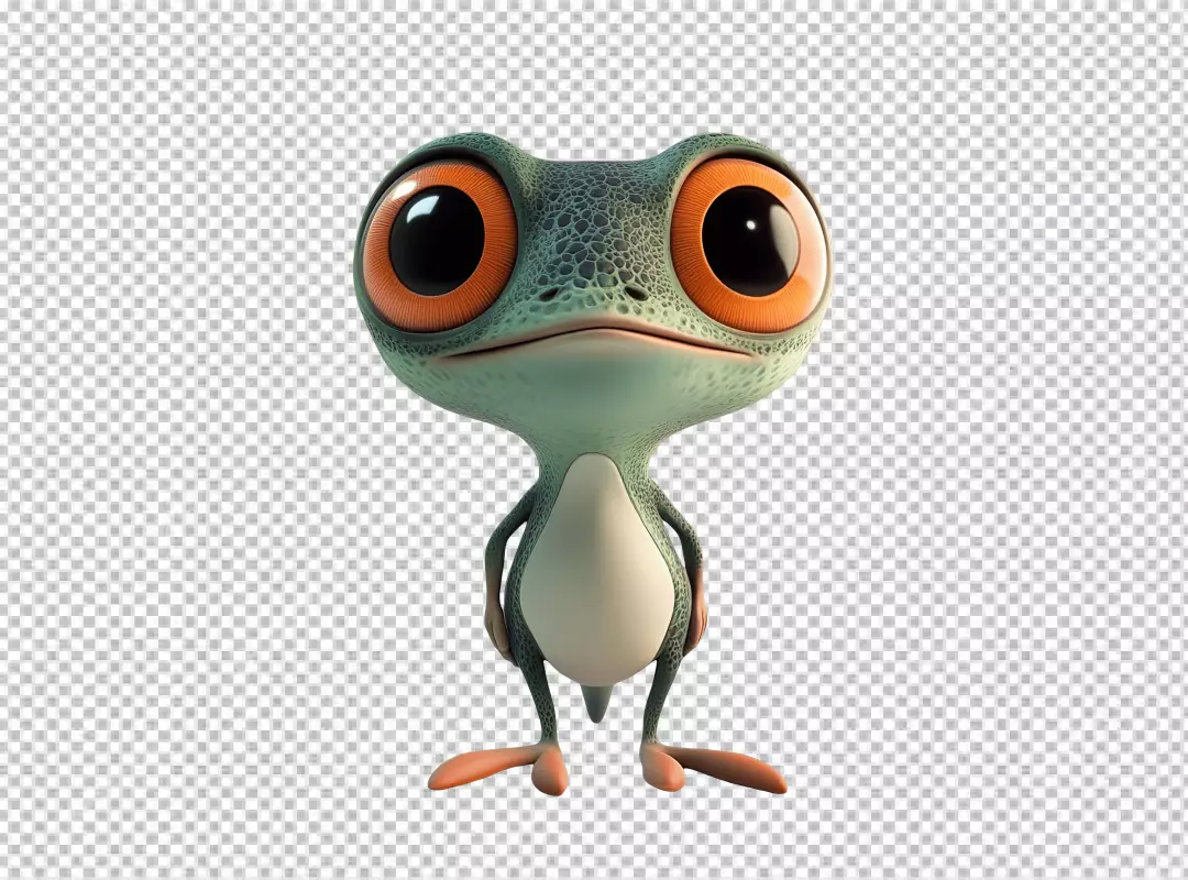 Adorable Big-Eyed Green Cartoon Frog Character for Playful Designs