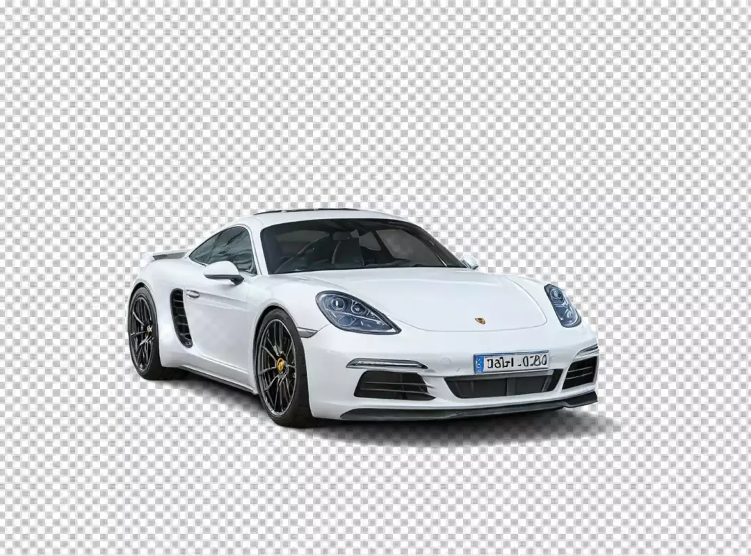Sleek White Porsche Sports Car Isolated on Pristine White Background