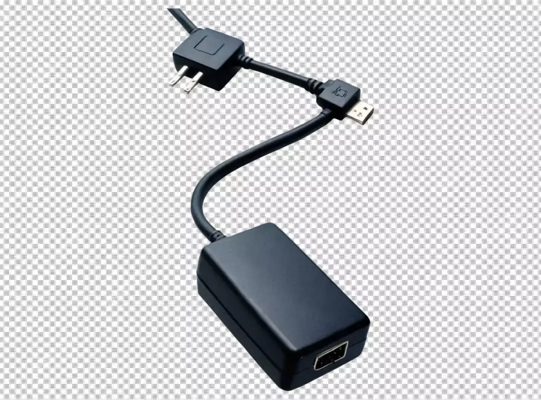 Universal Black Adapter Cable with US Plug, USB, and HDMI Connector for Electronic Devices