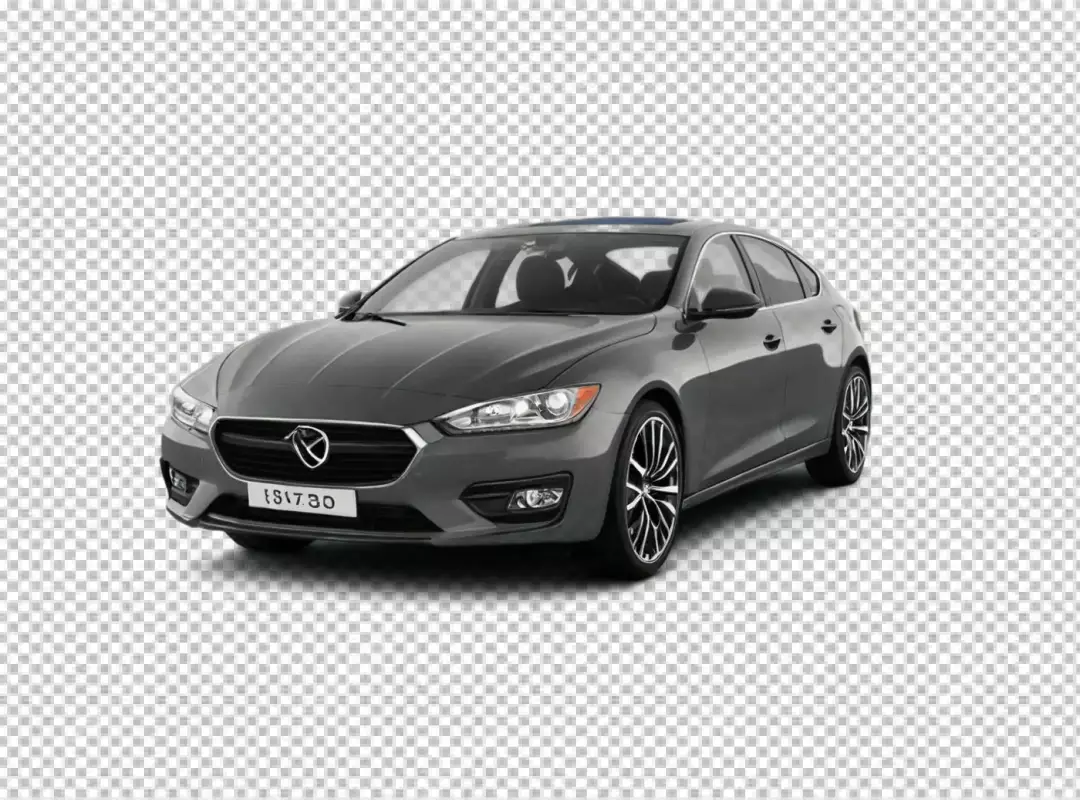 Sleek Modern Dark Grey Sedan Car with Contemporary Design on Transparent Background