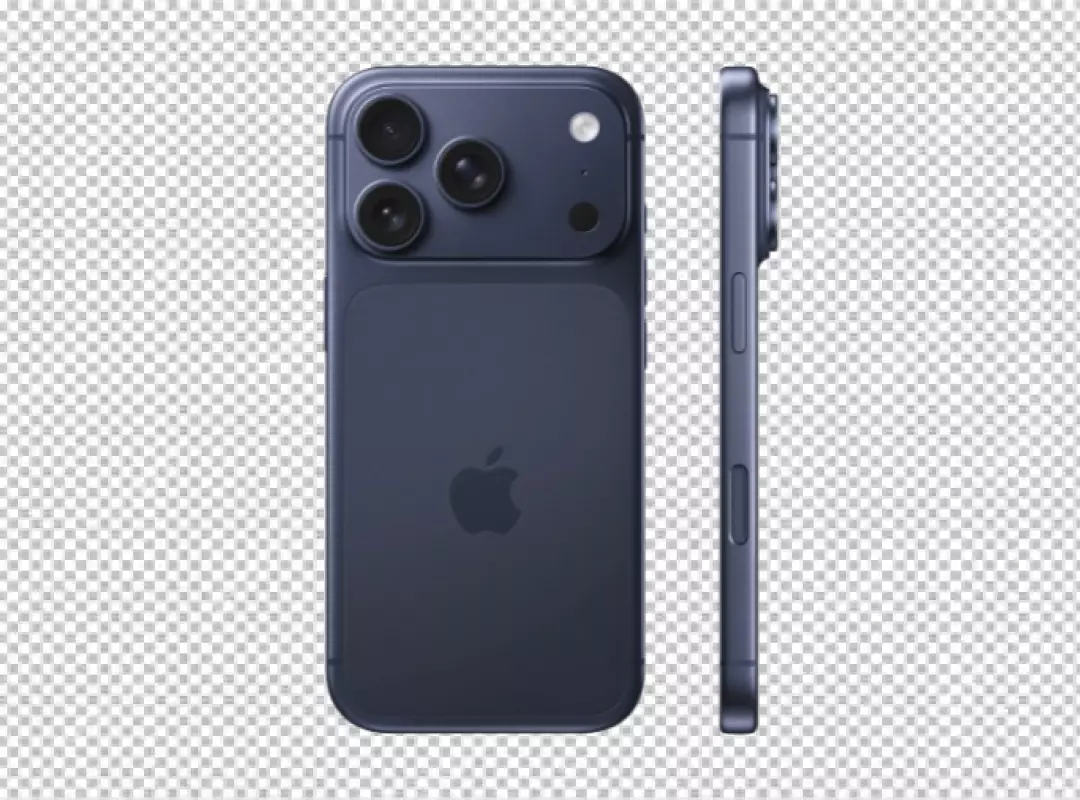 Midnight Blue iPhone 15 Pro Max with Triple Camera System Back and Side View