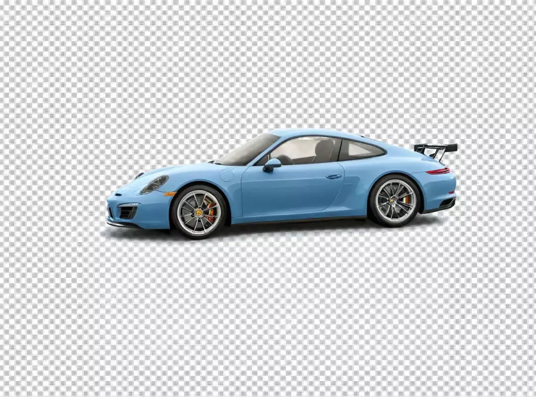 Sleek Light Blue Porsche Sports Car Isolated on Pristine White Background