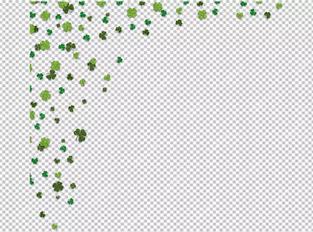 Free Premium PNG Sparkling Green Clover Confetti Falling on Black Background