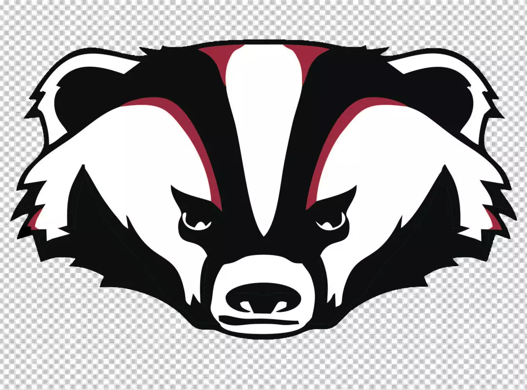 Fierce Badger Head Mascot Logo in Black White and Red Vector Illustration