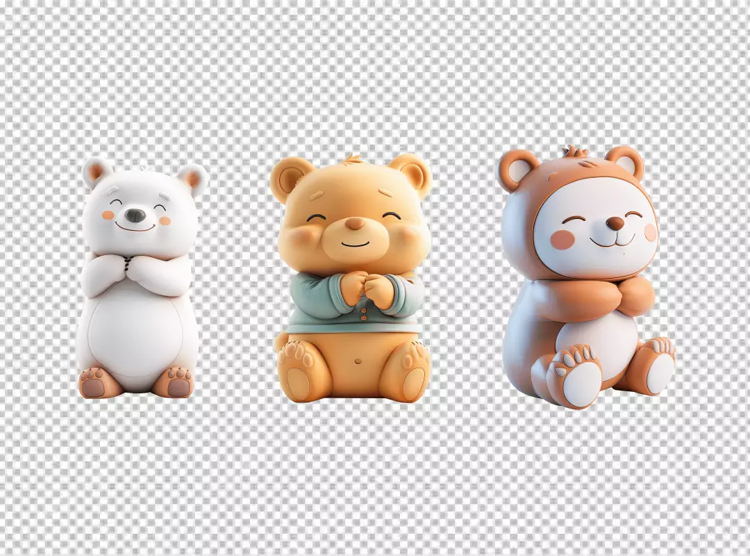 Adorable Cute Bear Characters Smiling Posing PNG Clipart Download for Kids Designs
