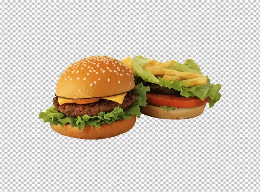 Delicious Cheeseburger Meal with Golden French Fries Isolated for Fast Food Designs