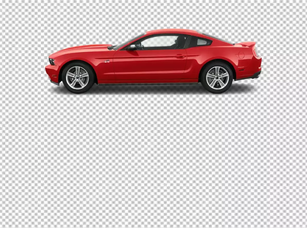 Vibrant Red American Muscle Car Sports Coupe Side View Isolated