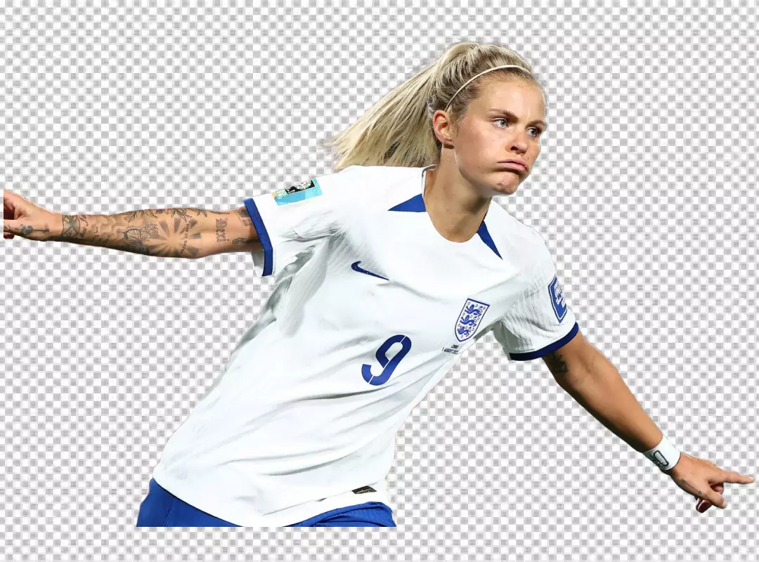 Focused England Women's Football Player in Action During an International Match