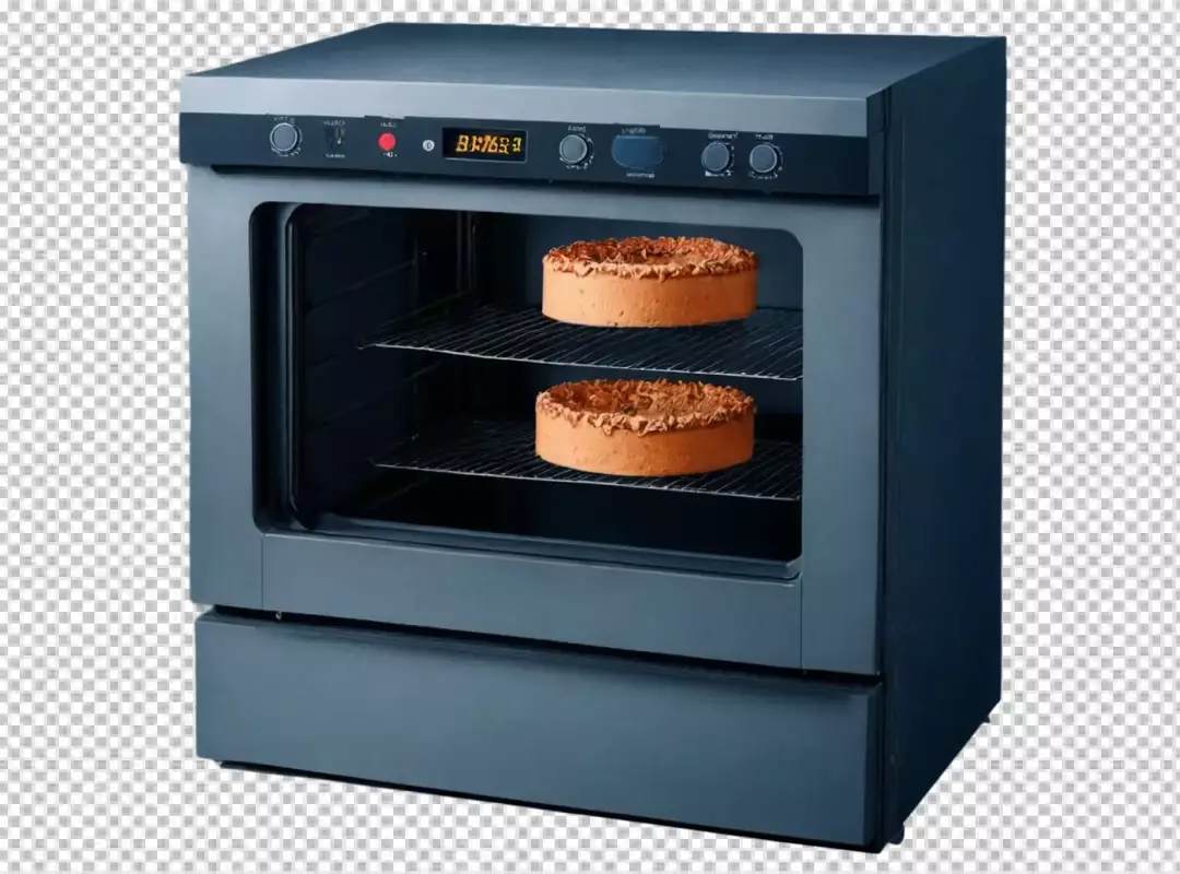 Modern Professional Industrial Oven Baking Delicious Round Cakes on Two Racks