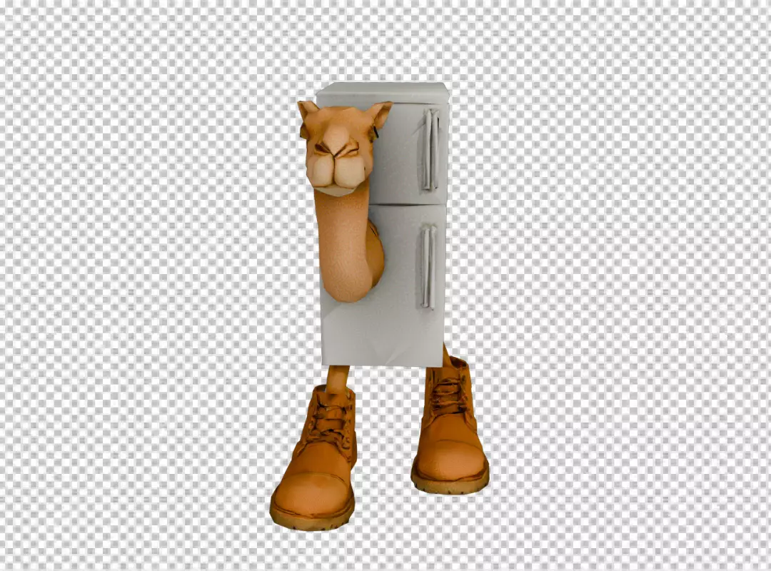 Whimsical Camel Head Refrigerator Body and Boots Abstract Character