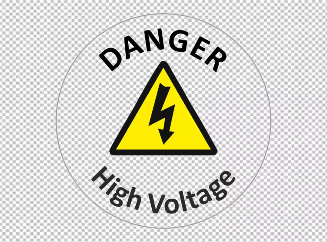 Free Premium PNG Danger High Voltage Warning Sign with Lightning Bolt Symbol