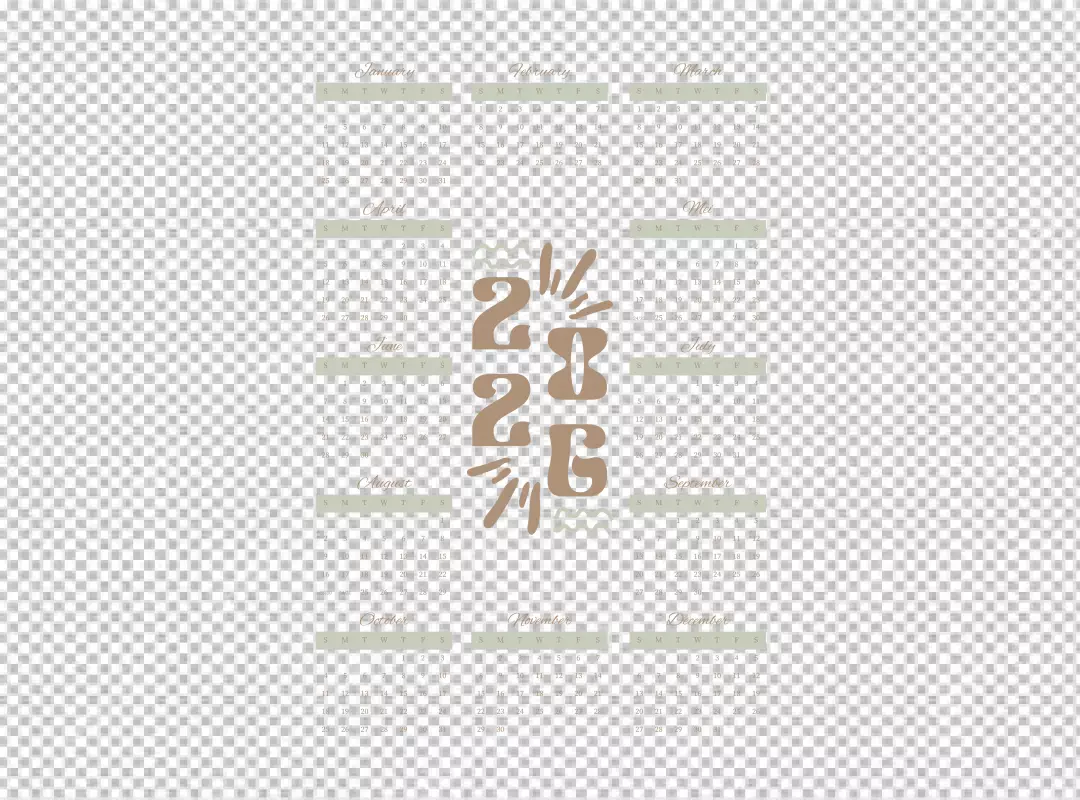 Stylish 2028 Yearly Calendar with Abstract Artistic Design on Black Background