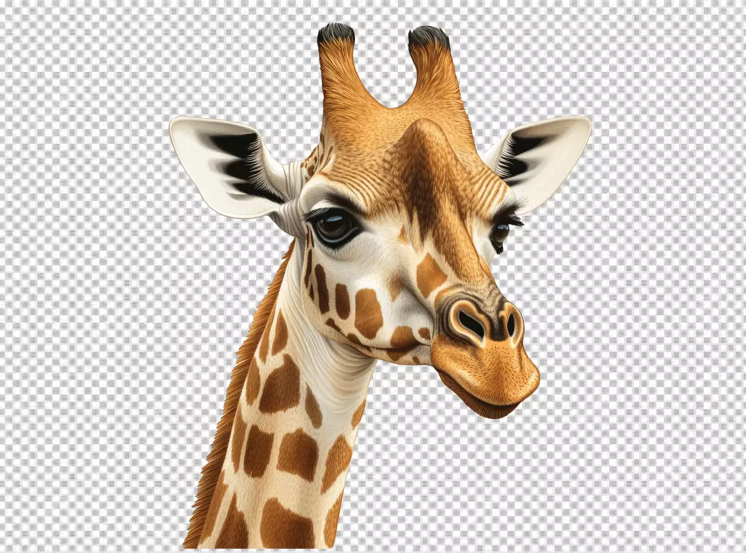 Detailed Giraffe Head Illustration for Wildlife Education and Animal Projects