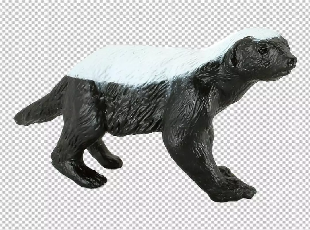Detailed Honey Badger Toy Animal Model with Iconic Black and White Stripe