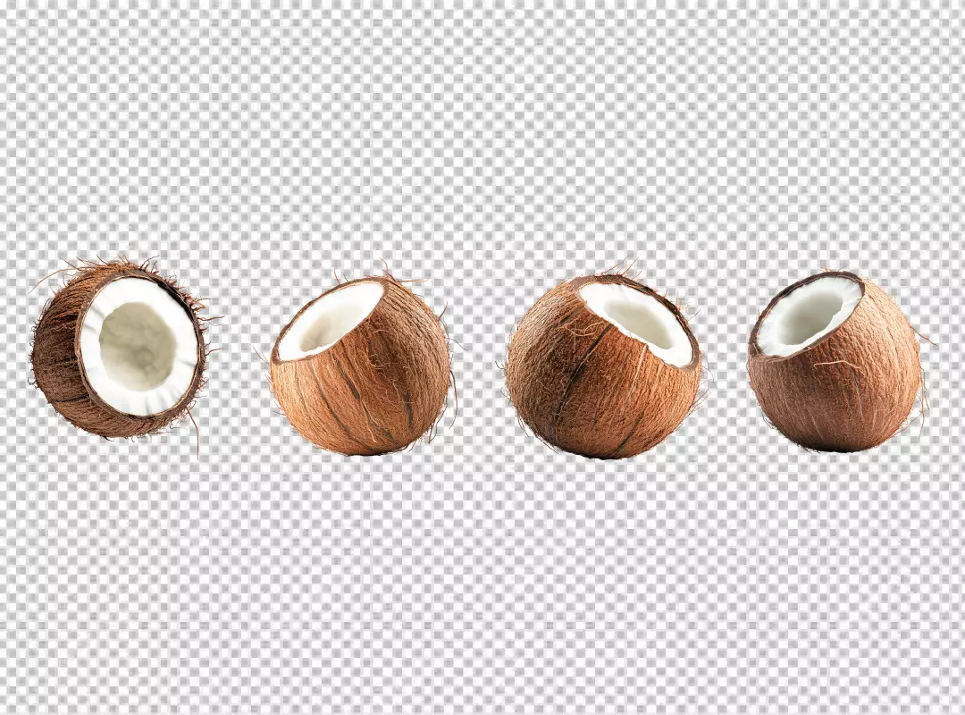 Delicious Fresh Coconut Halves Cutout for Healthy Tropical Snack Designs