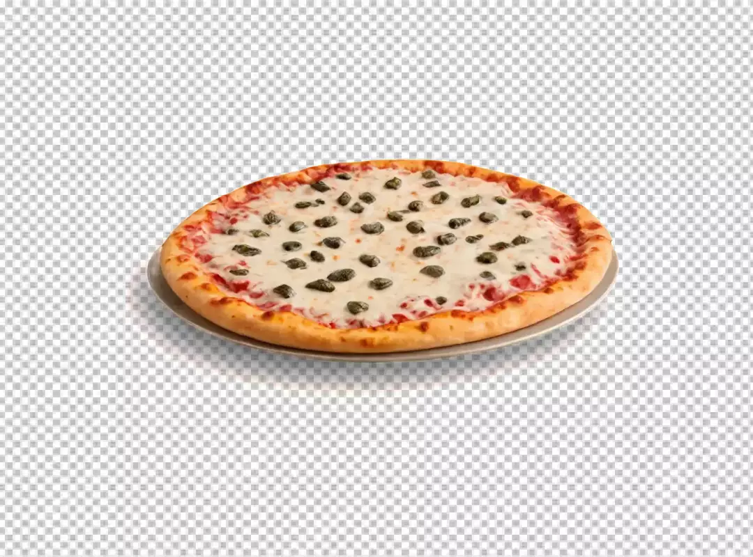 Freshly Baked Italian Pizza with Golden Crust, Mozzarella Cheese and Savory Capers