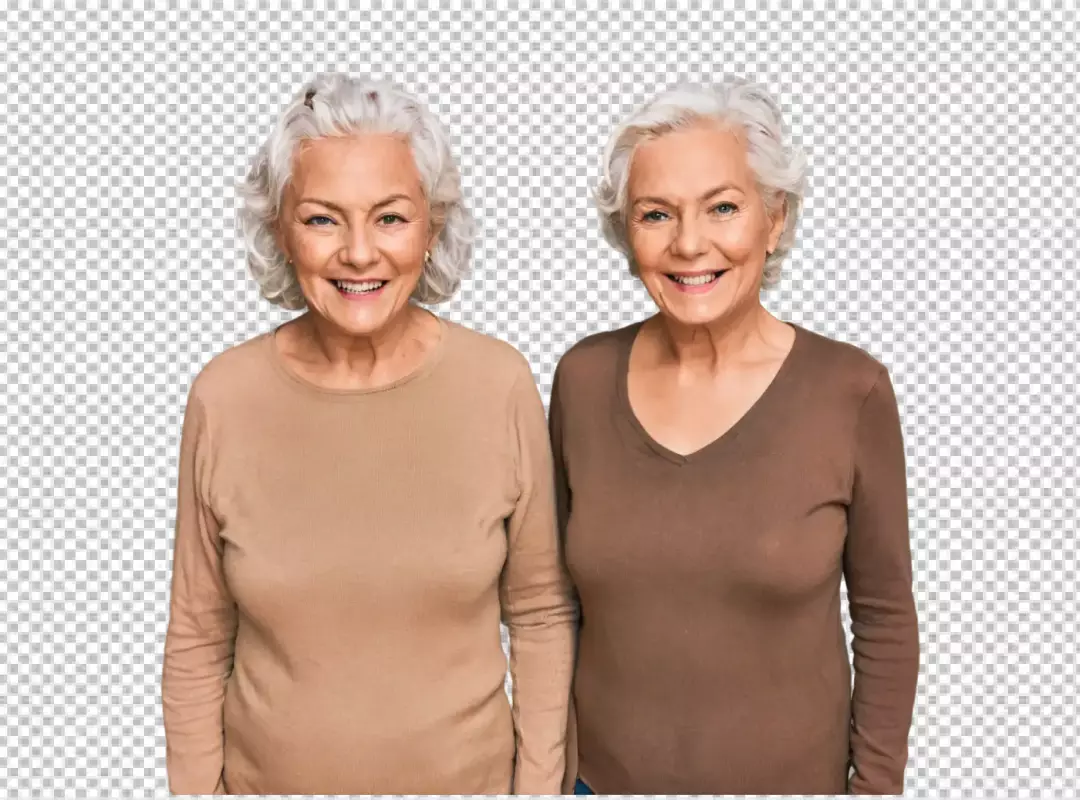 Happy Identical Twin Senior Women Smiling with Joy and Warmth