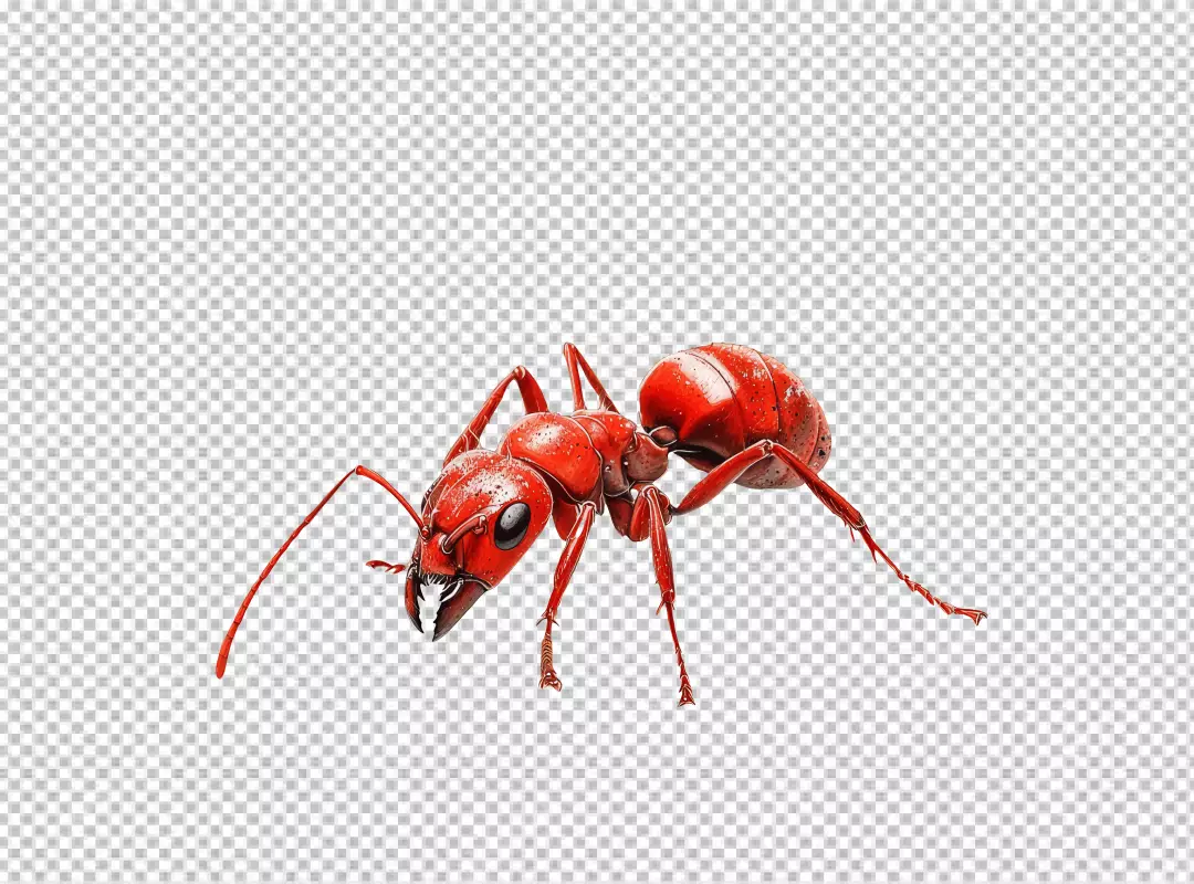 Vibrant Red Ant PNG Cutout for Nature Studies and Graphic Design Projects