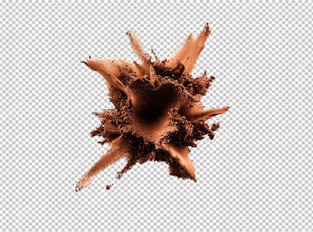Dynamic Brown Powder Explosion with Erupting Particles for Cosmetic or Abstract Design