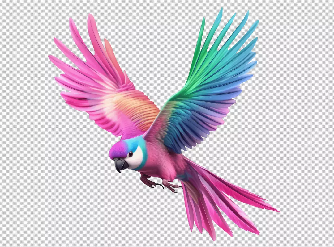Vibrant Rainbow Macaw Flying with Graceful Spread Wings for Design Projects