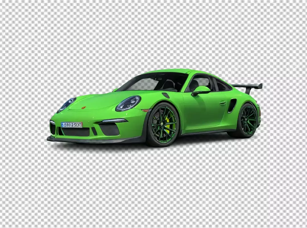 Vibrant Green Porsche 911 GT3 RS High-Performance Sports Car Luxury Automobile Side View Isolated
