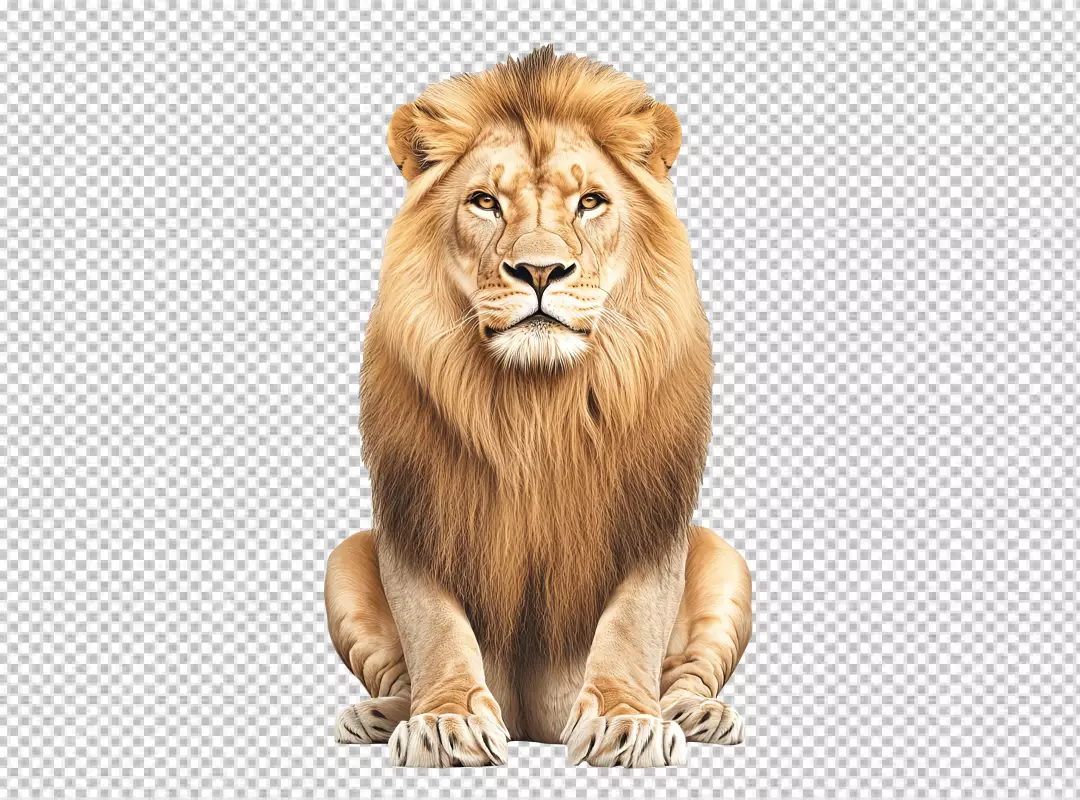 Majestic Lion Sitting Pose Digital Art for Wildlife Designs and Creative Projects
