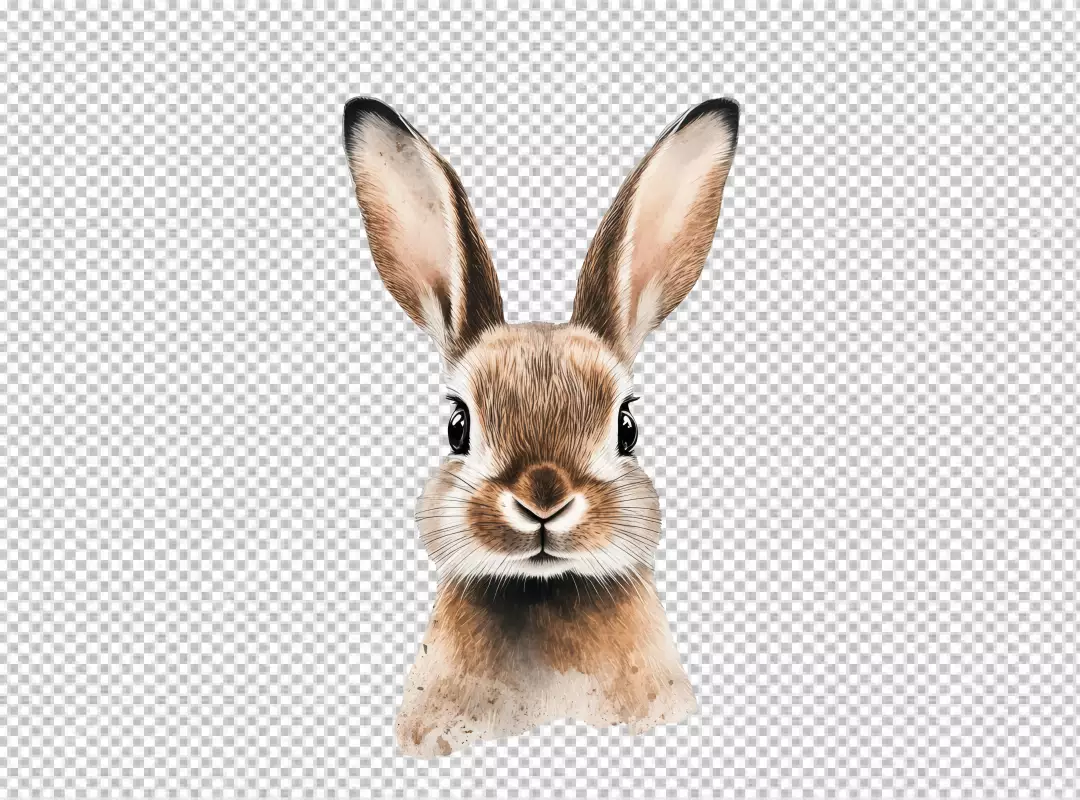 Adorable Watercolor Rabbit Head Clipart for Easter and Spring Designs