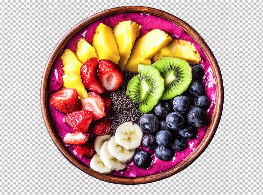 Delicious Fruit Smoothie Bowl with Fresh Berries and Tropical Fruits