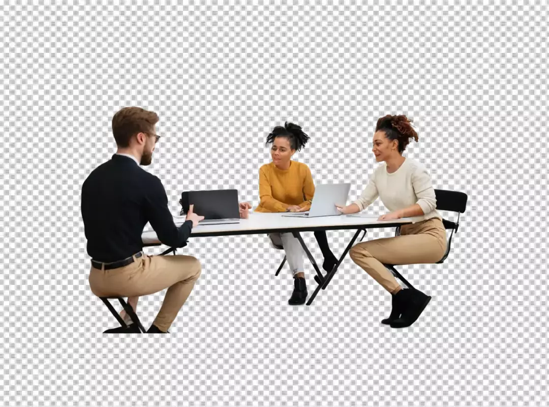 Diverse Business Professionals Collaborating on Laptops in a Modern Meeting