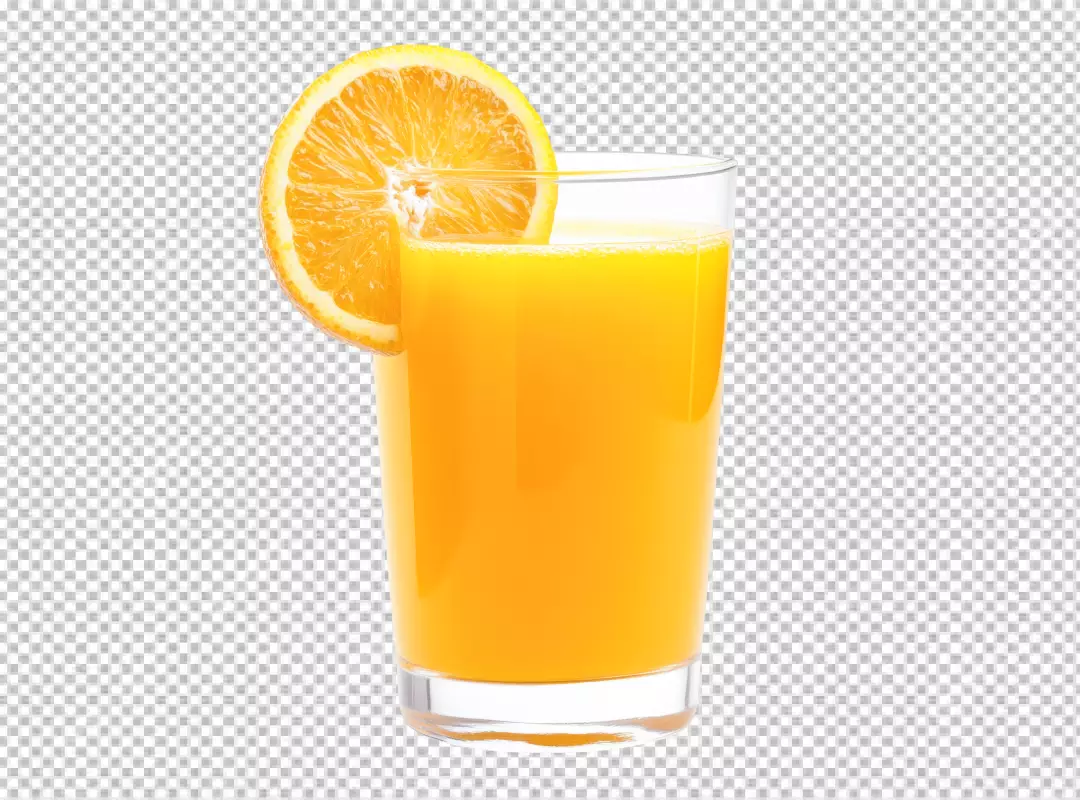 Refreshing Glass of Natural Orange Juice with Fresh Slice PNG for Design
