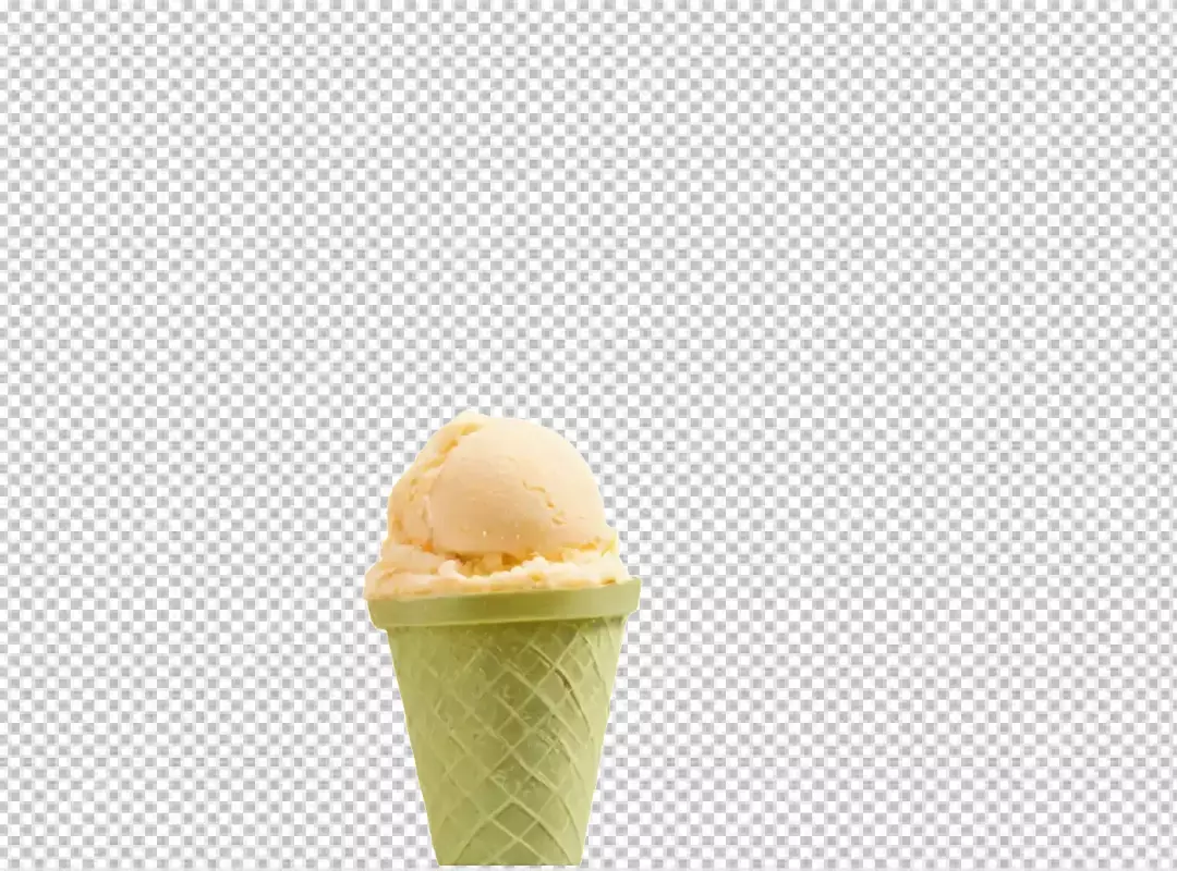 Creamy Vanilla Ice Cream Scoop in Green Waffle Cone for Sweet Summer Treats