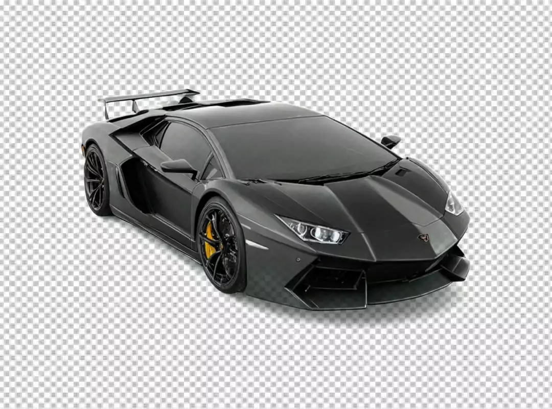 Sleek Dark Grey Lamborghini Aventador Supercar with Striking Yellow Brake Calipers