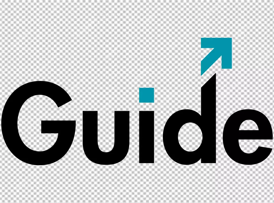 Free Premium PNG Modern Guide text logo design with teal arrow and dot