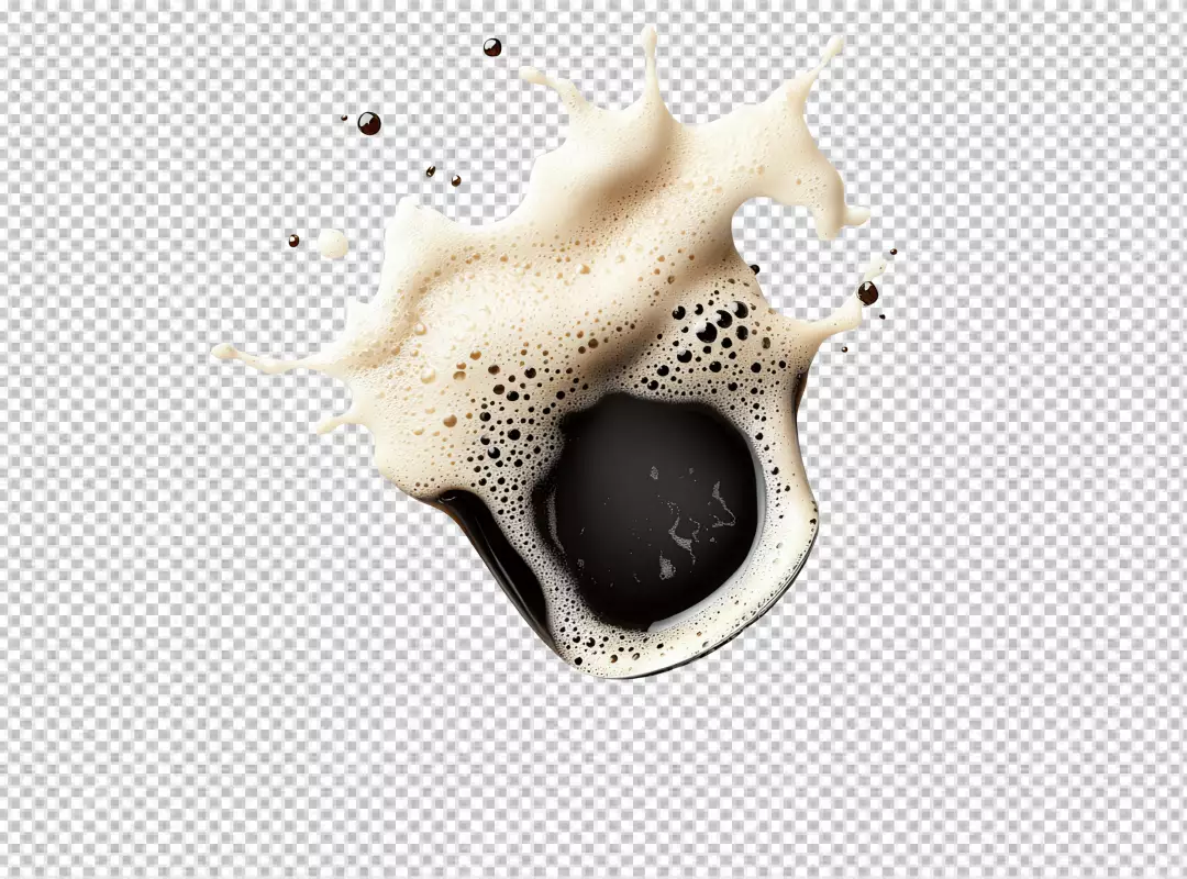Dynamic Dark Beer Splash with Rich Foam Effect PNG