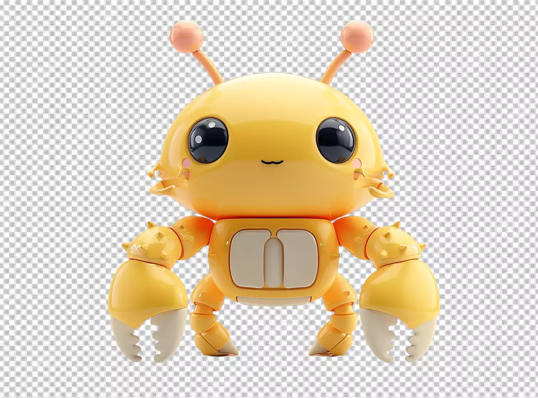 Adorable 3D Rendered Yellow Crab Character for Playful Kids' Designs