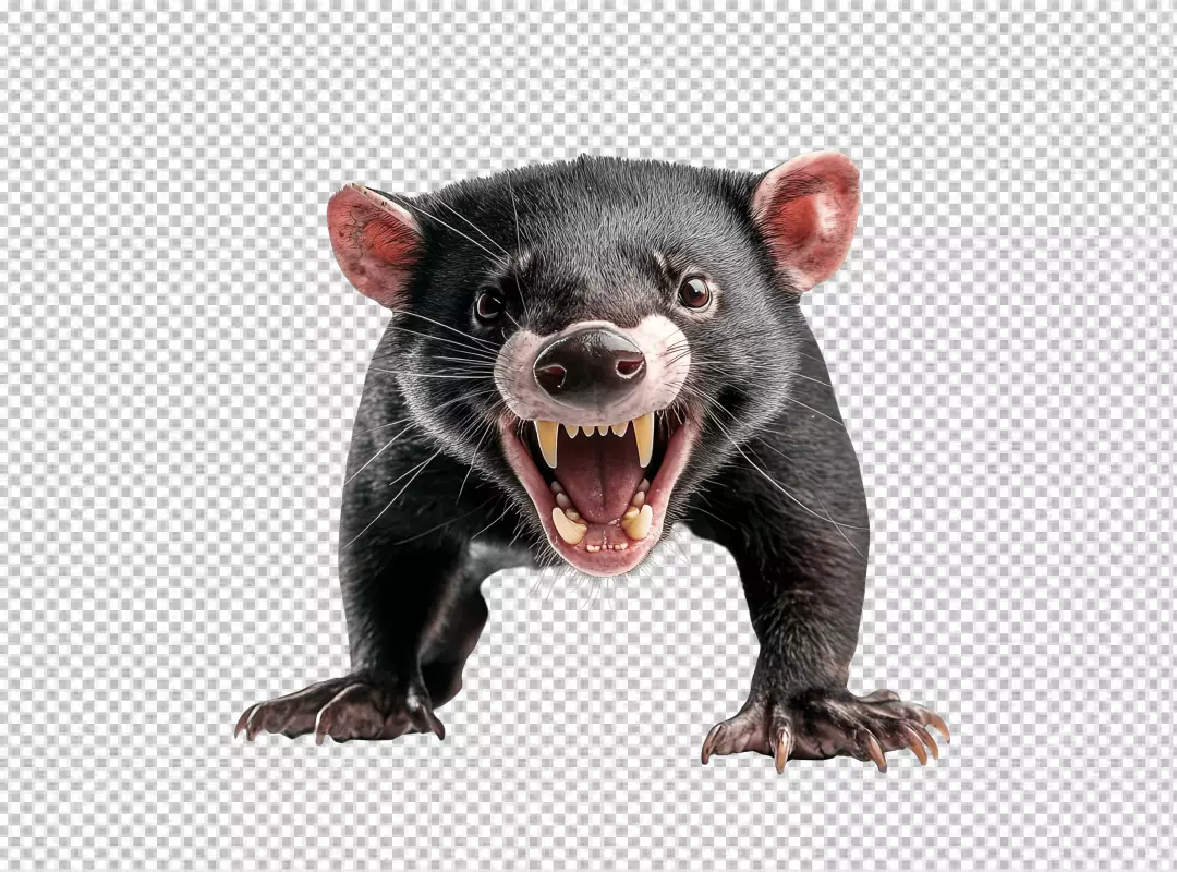 Dynamic Tasmanian Devil Roaring Aggressively with Sharp Teeth PNG Cutout