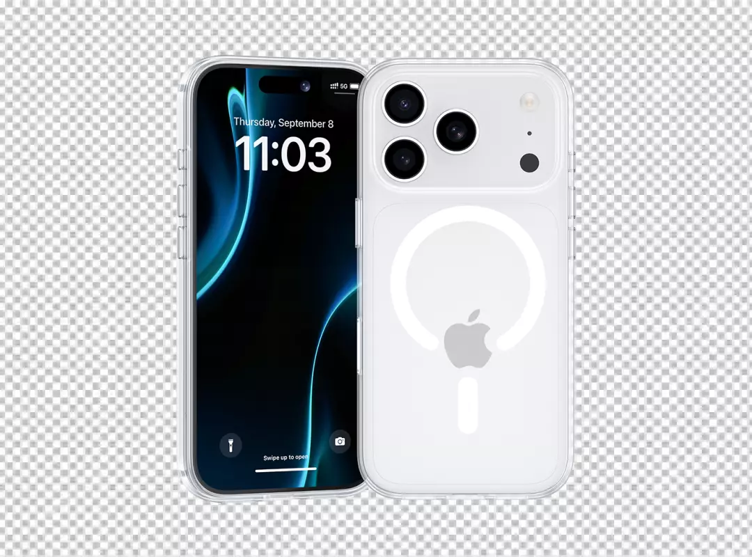 Transparent MagSafe Case on Modern iPhone 15 Pro Max with Dynamic Island Display